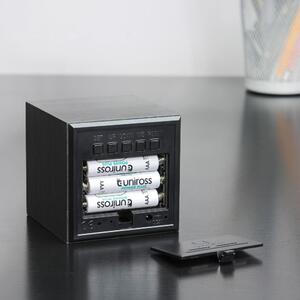 Sveglia grigio scuro con display a LED bianco Orologio Cube Click - Gingko