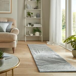 Tappeto in lana grigio chiaro 60x230 cm Lino Leaf - Flair Rugs