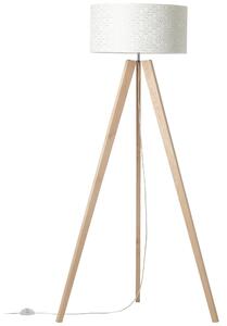 Lampada da terra Galance treppiede beige /bianco, in legno, con paralume in tessuto, H 158 cm, BRILLIANT