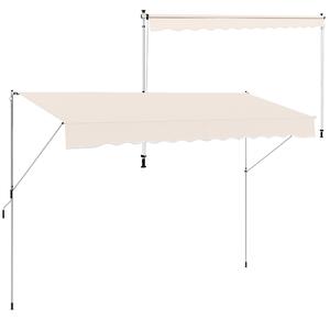 Outsunny Tenda avvolgibile da Sole a Bracci con Manovella, Struttura Telescopica in Metallo e Parasole in Poliestere, 400x120cm, Cachi | Aosom Italy