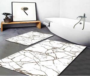 Set di 2 tappetini da bagno bianchi e marroni Marble - Minimalist Home World