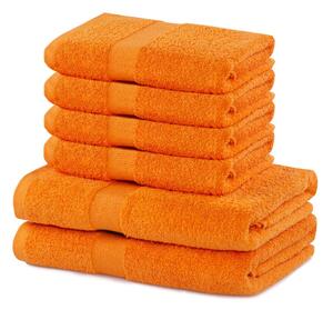 Set di 2 asciugamani in cotone arancione e 4 asciugamani Marina - DecoKing