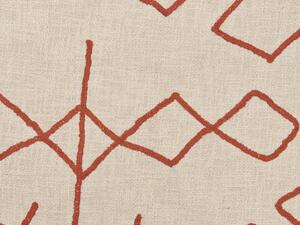 Coperta Beige con Cotone Rosso 130 x 180 cm Copriletto tessuto a mano Motivo Floreale Accogliente con Nappe Beliani