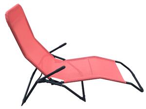 Sedia a sdraio da giardino senza cuscino Fiesta pieghevole con braccioli in acciaio con seduta in textilene rosso