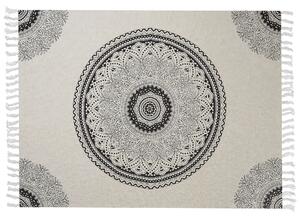 Coperta beige e nero cotone 130 x 180 cm stampa mandala motivo letto copriletto accogliente motivo floreale Beliani