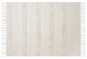 Coperta cotone bianco 130 x 180 cm motivo geometri copriletto accogliente accessorio Beliani