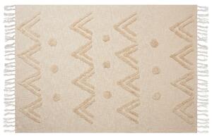 Coperta beige cotone 130 x 180 cm motivo geometri copriletto accogliente accessorio Beliani
