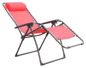 Poltrona da giardino con cuscino Relax Chair pieghevole con braccioli in acciaio, seduta in textilene rosso