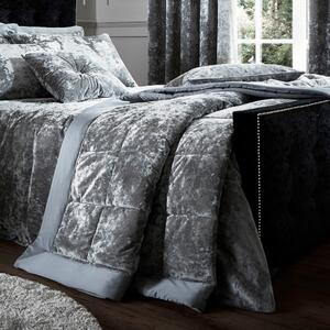 Copriletto trapuntato in velluto grigio per letto matrimoniale 220x220 cm Crushed - Catherine Lansfield