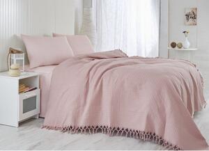 Copriletto in cotone rosa per letto matrimoniale 220x240 cm Pique - Mijolnir