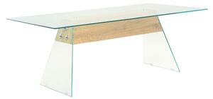 Tavolino da Caffè in MDF e Vetro 110x55x40 cm Colore Quercia