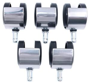 Set di 5 ruote per sedie da ufficio - Ruote da 11 mm - Ruote in poliuretano - Rotelle silenziose - Protezione per il pavimento - Facili da mantenere - Ruote per sedie