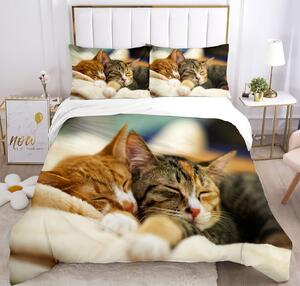 Elzusha - Set di coperta 3D con motivo di gatti e 2 federe
