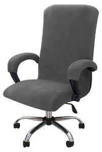 Solidchoice - Copertura elastica in velluto per sedia da ufficio, modello XL, con braccioli - Grigio