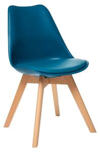 Sedia in stile scandinavo blu e gambe in legno Baya