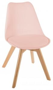 Sedia in stile scandinavo rosa e gambe in legno Baya