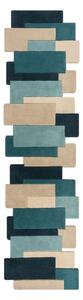 Tappeto in lana blu/beige 60x230 cm Abstract Collage - Flair Rugs