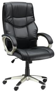 Sedia da ufficio Moonbite, sedia ergonomica per ufficio, rivestita in ecopelle, con funzione basculante, altezza seduta regolabile da 45 a 54 cm, girevole a 360°, braccioli imbottiti, portata massima 120 kg, struttura in metallo, colore nero