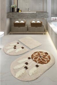 Tappetini da bagno marrone chiaro in set da 3 pezzi 100x60 cm Ruya - Foutastic