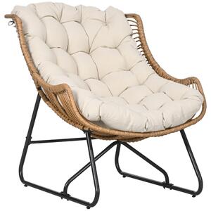Outsunny Sedia da giardino sedia d'esterno in rattan PE con cuscino dim. 75l x 101P x 90H cm naturale