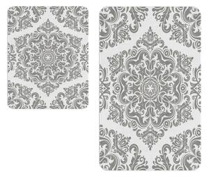 Set di 2 tappetini da bagno bianchi e grigi - Oyo Concept