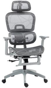 HOMCOM Sedia da ufficio, sedia da scrivania ergonomica con rivestimento in rete, regolabile, con ruote, con braccioli, poggiatesta, Grigio | Aosom Italy