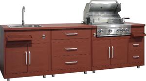 Cucina da esterno in acciaio a 3 pezzi con barbecue in mattoni - Oviala Memphis