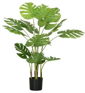 HOMCOM Pianta artificiale Pianta artificiale realistica Monstera Deliciosa,1 vaso di coltura e terriccio cementizio,17,5 cm x 17,5 cm x 120 cm, Verde | Aosom Italy
