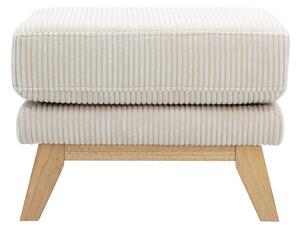 Pouf poggiapiedi sfoderabile scandinavo in tessuto velluto a coste beige e legno chiaro OSLO