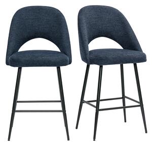 Sgabelli da bar in tessuto effetto velluto blu scuro testurizzato H65 cm (set di 2) COSETTE