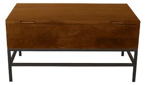 Tavolo basso industriale con sollevamento in legno massello di mango tinto e metallo nero L90 cm YPSTER