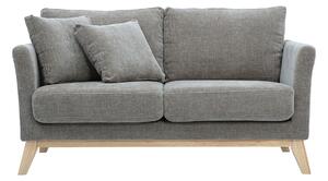Divano scandinavo sfoderabile a 2 posti in tessuto effetto velluto testurizzato taupe e legno chiaro OSLO