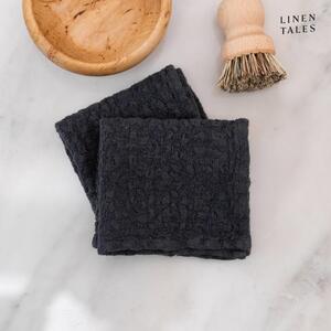 Asciugamani di lino in set da 2 26x26 cm Dark Grey - Linen Tales