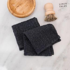 Asciugamani di lino in set da 2 26x26 cm Dark Grey - Linen Tales
