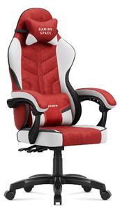 Sedia da gioco Huzaro Force 2.7 Red - sedia girevole ergonomica in velluto con schienale regolabile, cuscino lombare e poggiatesta, fino a 140 kg