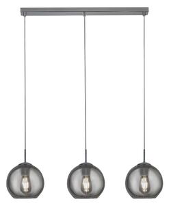 Lampadario Contemporaneo Balls Acciaio Cromo Vetro Fumè 3 Luci E27