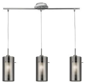 Lampadario Contemporaneo Duo 2 Acciaio Cromo Vetro 3 Luci E14