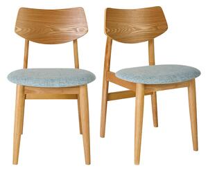 Sedie scandinave in legno chiaro e tessuto celadon (set di 2) ELION