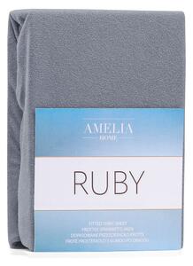 Lenzuolo elastico grigio scuro ad alto contenuto di cotone, 160/180 x 200 cm Ruby - AmeliaHome