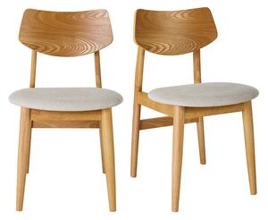 Sedie scandinave in legno chiaro e tessuto effetto velluto testurato beige (set di 2) ELION