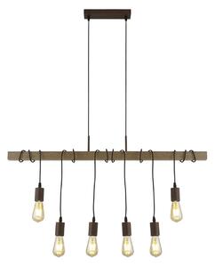 Lampadario Industrial-Nordico Fienile Acciaio Marrone 6 Luci E27