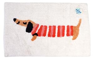 Tappetino da bagno rosso/bianco 83x52,5 cm Sausage Dog - Rex London