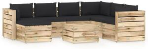 Set Divani da Giardino con Cuscini 8 pz Legno Impregnato Verde
