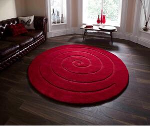 Tappeto in lana rosso rubino , ⌀ 140 cm Spiral - Think Rugs