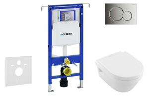 Geberit Duofix - Modulo di installazione per WC sospesi con placca di comando Sigma01, cromo lucido + WC e copriwater DirectFlush, SoftClose, CeramicPlus, Villeroy Boch 111.355.00.5 NB2