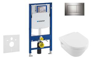 Geberit Duofix - Modulo di installazione per WC sospesi con placca di comando Sigma30, cromo lucido/cromo opaco + WC e copriwater DirectFlush, SoftClose, CeramicPlus, Villeroy Boch 111.300.00.5 NB6