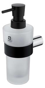 Nimco Nava - Dispenser di sapone liquido con supporto, nero opaco/ cromo/ vetro bianco NA 28031W-T-b