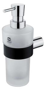 Nimco Nava - Dispenser di sapone liquido con supporto, nero opaco/ cromo/ vetro bianco NA 28031W-T