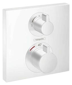 Hansgrohe Ecostat Square - Miscelatore termostatico ad incasso per 2 utenze, bianco opaco 15714700