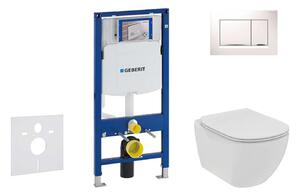 Geberit Duofix - Set di installazione a parete, WC e sedile Ideal Standard Tesi, placca Sigma30, Rimless, SoftClose, bianco/cromo 111.300.00.5 NE5